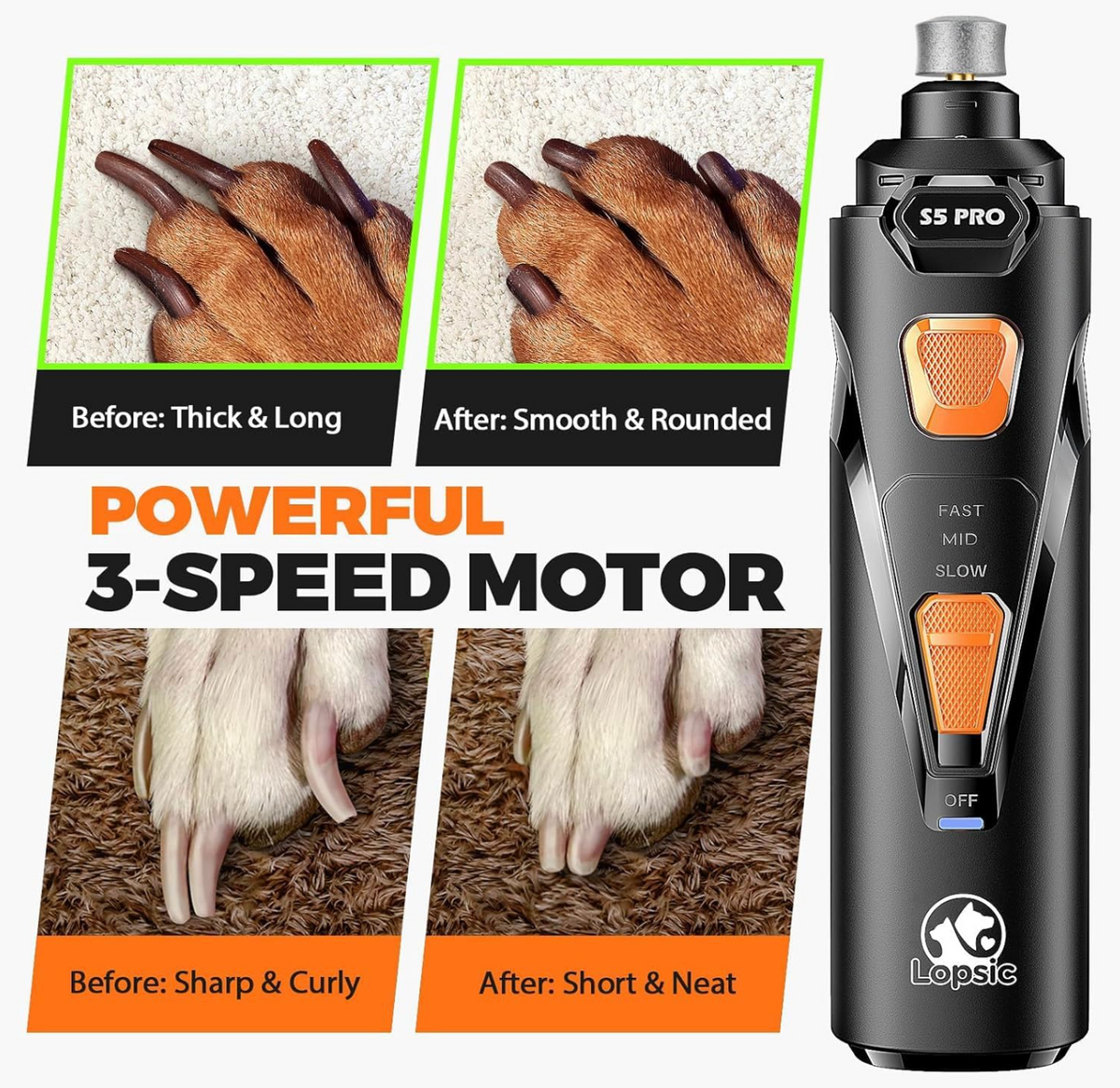 Whisper Quiet Dog Nail Grinder Safe & Stress-Free for Sensitive Dogs Cats