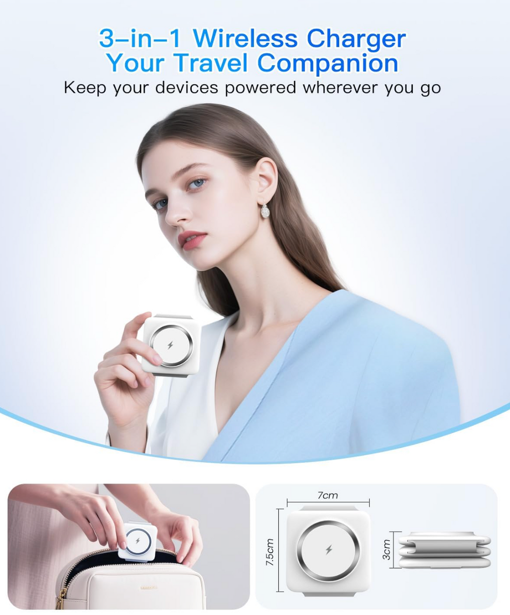 Charging Station for Apple Multiple Devices - 3 in 1 Foldable Magnetic Wireless Charger Dock - Travel Charging Pad for iPhone 17 16 15 14 13 12 Pro Max Plus Watch & Airpods