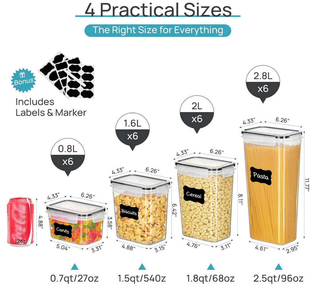 Vtopmart Airtight Food Storage Containers with Lids, 24 pcs