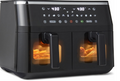 Air Fryer, 8.8QT with Dual Basket, Easy View Window, Black